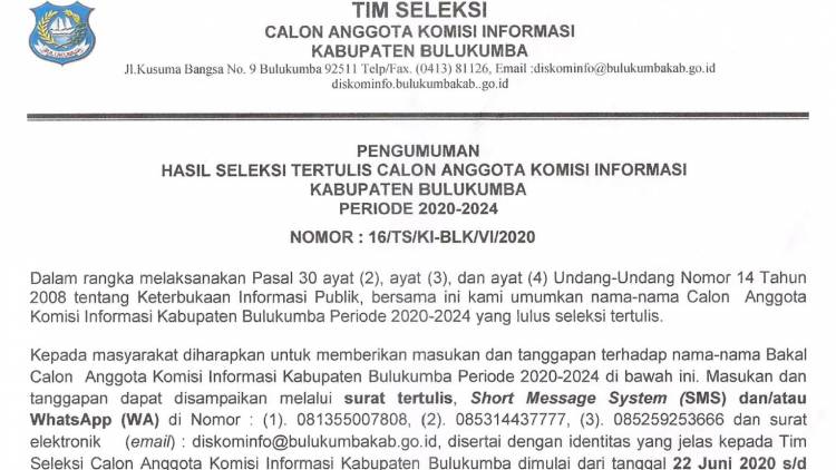 Ujian Tertulis Bulukumbakab Go Id Website Resmi Pemerintah Kabupaten Bulukumba