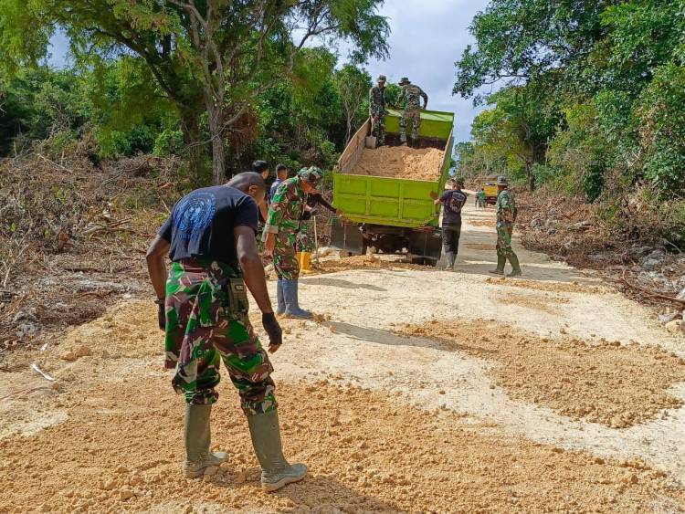 Jelang Penutupan, Satgas TMMD 117 Mulai Finishing Perintisan Jalan