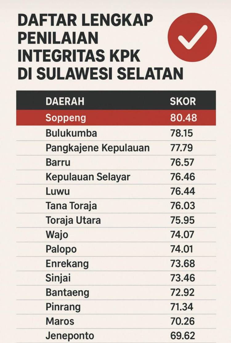 Bulukumba Raih Capaian Strategis KPK: Peringkat Kedua Indeks Integritas di Sulawesi Selatan
