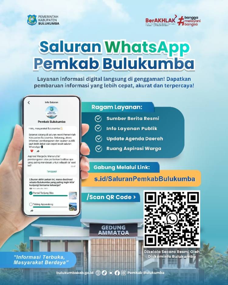 Lebih Dekat dengan Warga, Pemkab Bulukumba Hadirkan Saluran WhatsApp Resmi