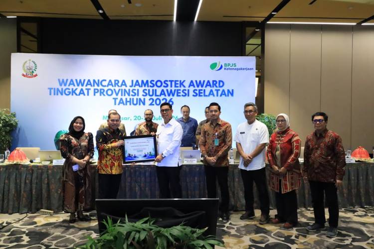 Wabup Edy Manaf Paparkan Komitmen Perlindungan Pekerja pada Wawancara Jamsostek Award Sulsel 2026