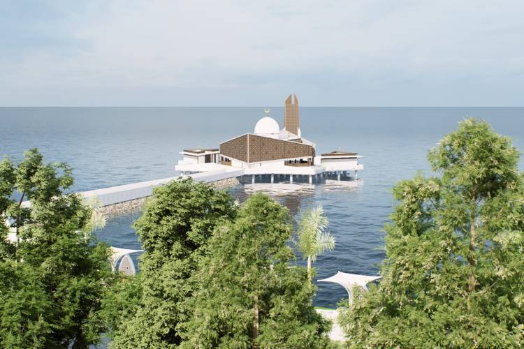 Pemancangan Tiang Tandai Dimulainya Pembangunan Masjid Terapung Pantai Merpati Bulukumba