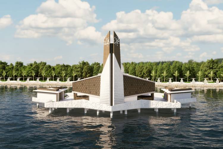 Pemancangan Tiang Tandai Dimulainya Pembangunan Masjid Terapung Pantai Merpati Bulukumba