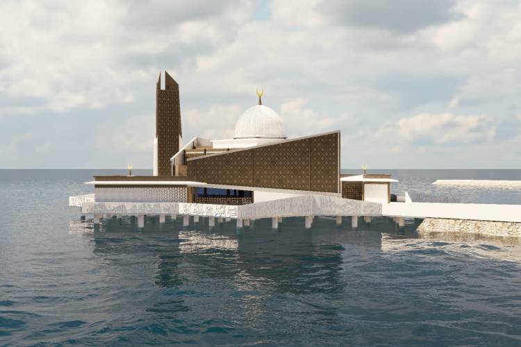 Pemancangan Tiang Tandai Dimulainya Pembangunan Masjid Terapung Pantai Merpati Bulukumba